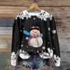 Women's Fashion Christmas Printed Long Sleeve Loose Round Neck Sweatshirt Top