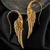 Retro New Trendy Exaggerated Punk Metal Angel Wings Pendant Hook Earrings for Women Simple Geometry Earring Party Jewerly Gift