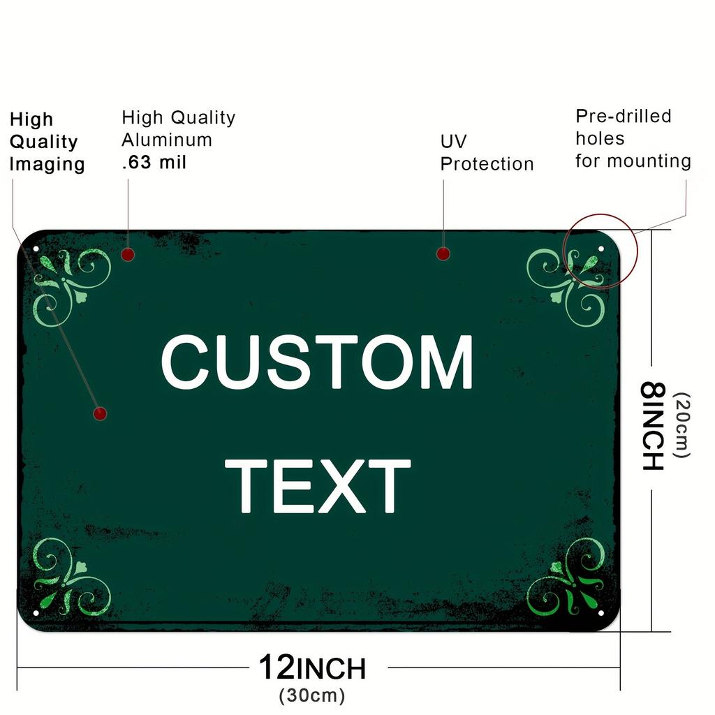 1PC 12x8in Custom Aluminum Plaque Personalized Retro Metal Sign For Home Cafe Garden Decor