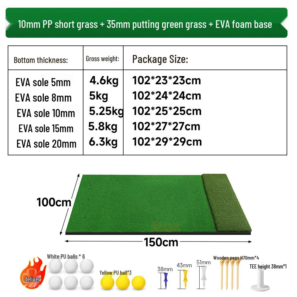 2-in-1 Golf Practice Mat with Tee Hole & Nylon Turf for Outdoor Swing Training