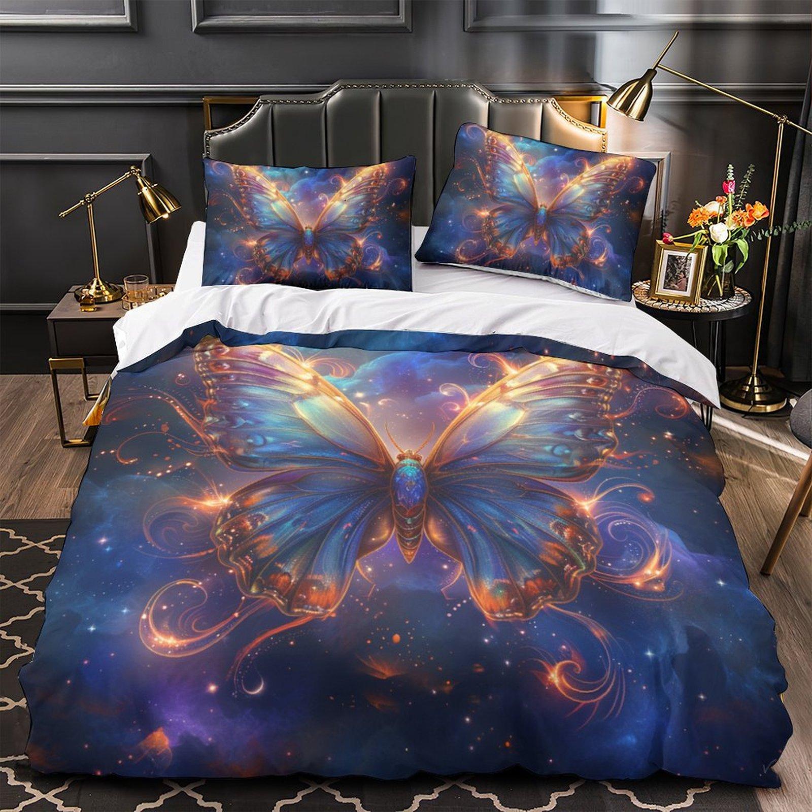 

Комплект постельного белья с 3D бабочками и цветами, роза для женщин и девочек, одеяло и наволочка, 2/3 шт., полноразмерный быстросохнущий и грязеотталкивающий чехол Baby 100x135cm