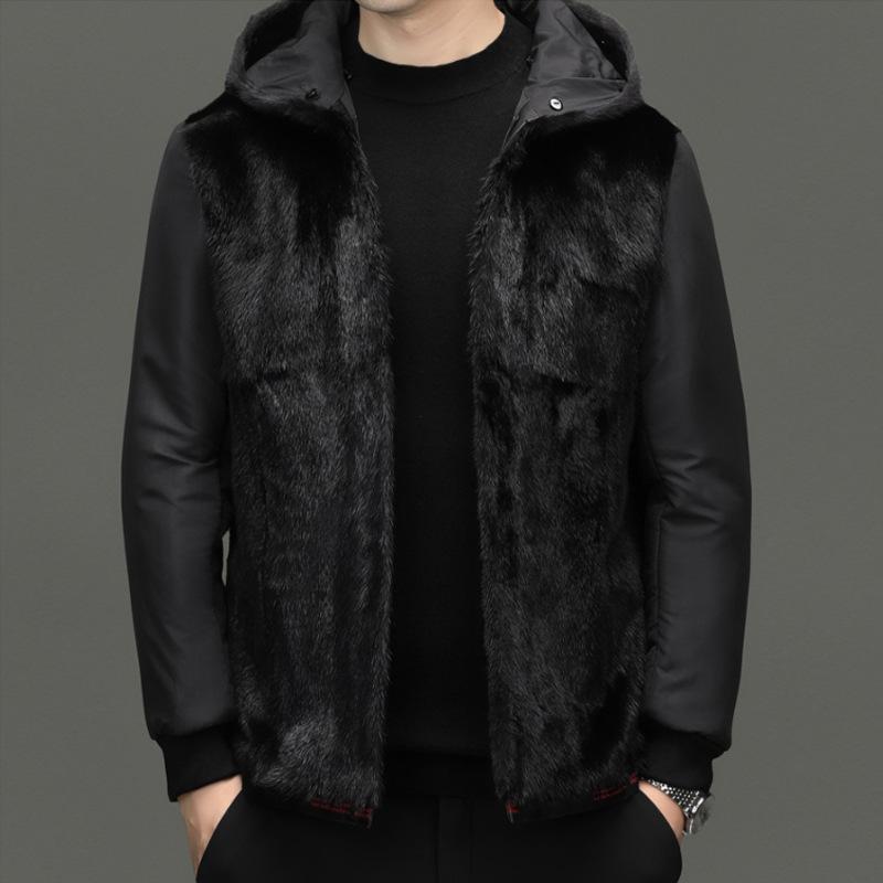 Goat Leather Leather Jacket Men's Detachable Mink Liner Leather Whole Mink Jacket Leather Leather Jacket