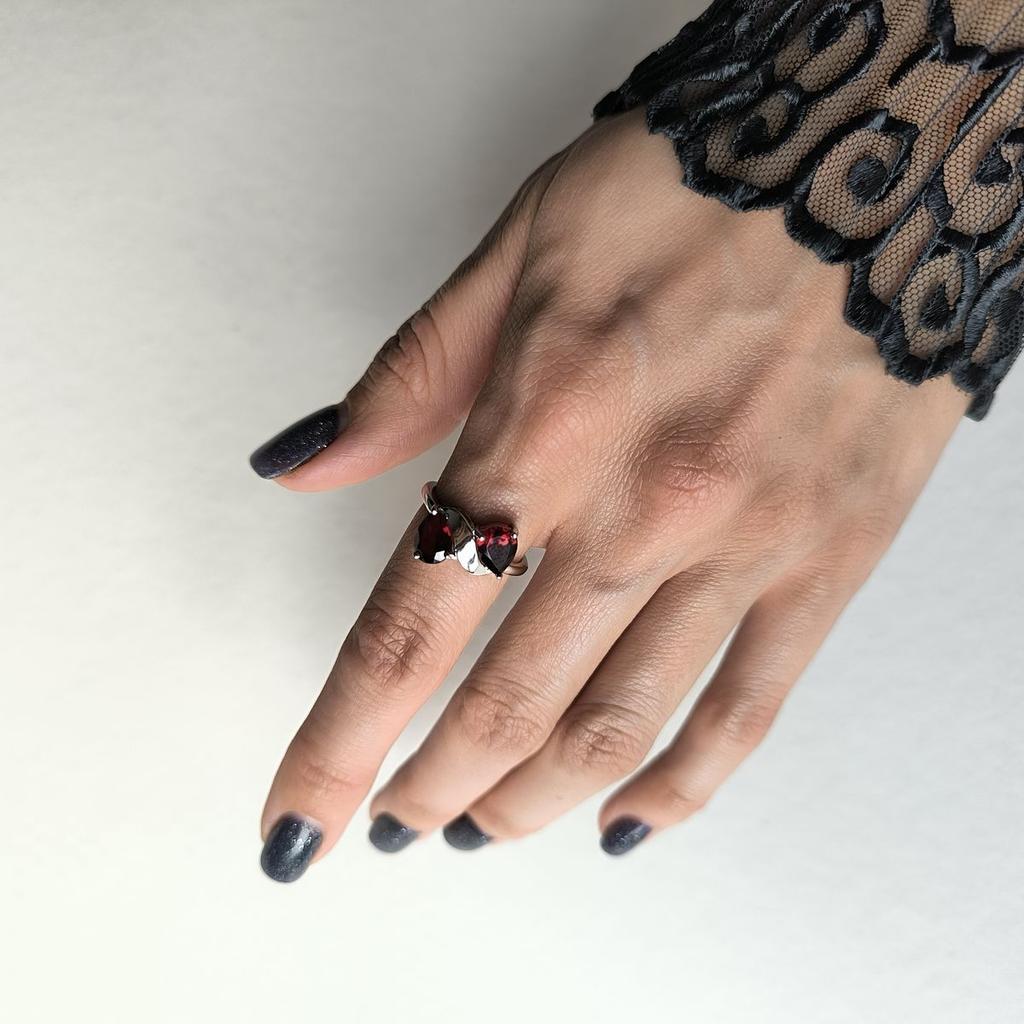 Silver Ring with Natural Garnet, Product Weight 2.96 G (2181903)