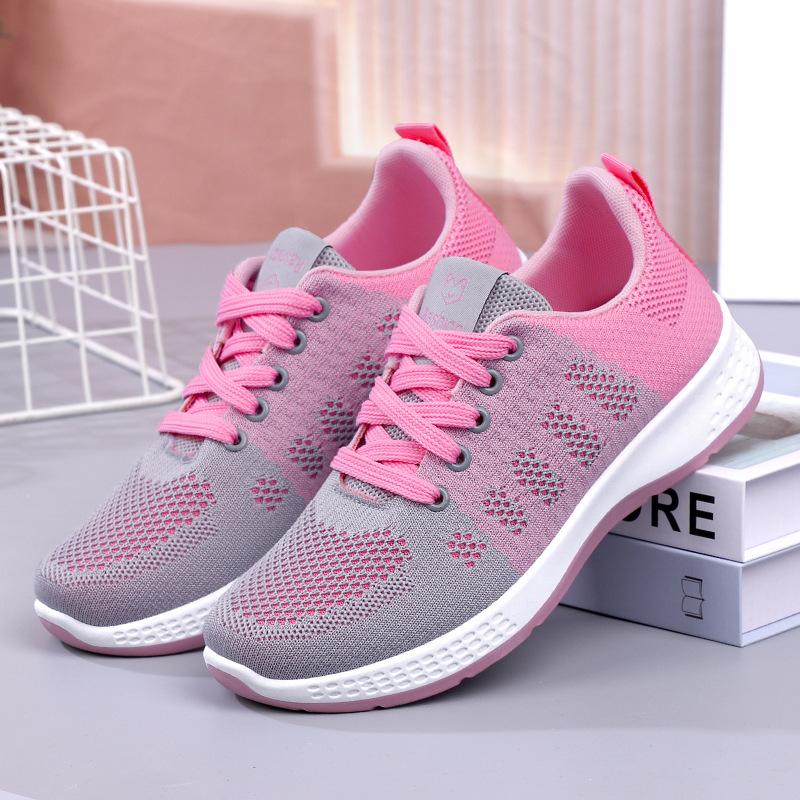 2023 Vår, Sommer og Høst Nye Svarte Sneakers Dame Pustende Lett Gym Fritid Løping