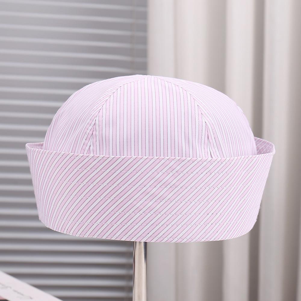 

Customizable Striped Sailor Hat Women s Korean Style Cute Turn-Up Brim Cap All-Season Lightweight Heat-Transfer Ready M 56-58cm