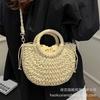 Woven straw bag women's 2025 new niche design high-end messenger bag seaside popular portable tote bag
