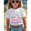 European Size Girls Round Neck Short Sleeved T Shirt with No. 5 Bowknot Handprint Print