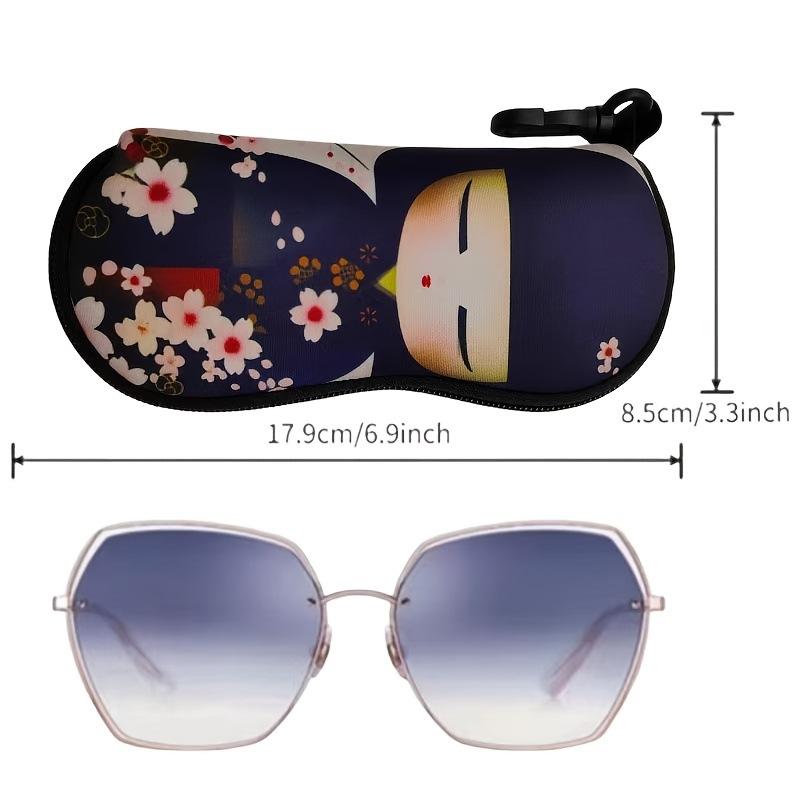 Japanese Style Cherry Blossom Print Glasses Case Portable Storage Box Shockproof Eyeglass Storage Bag With Keychain Women Gifts