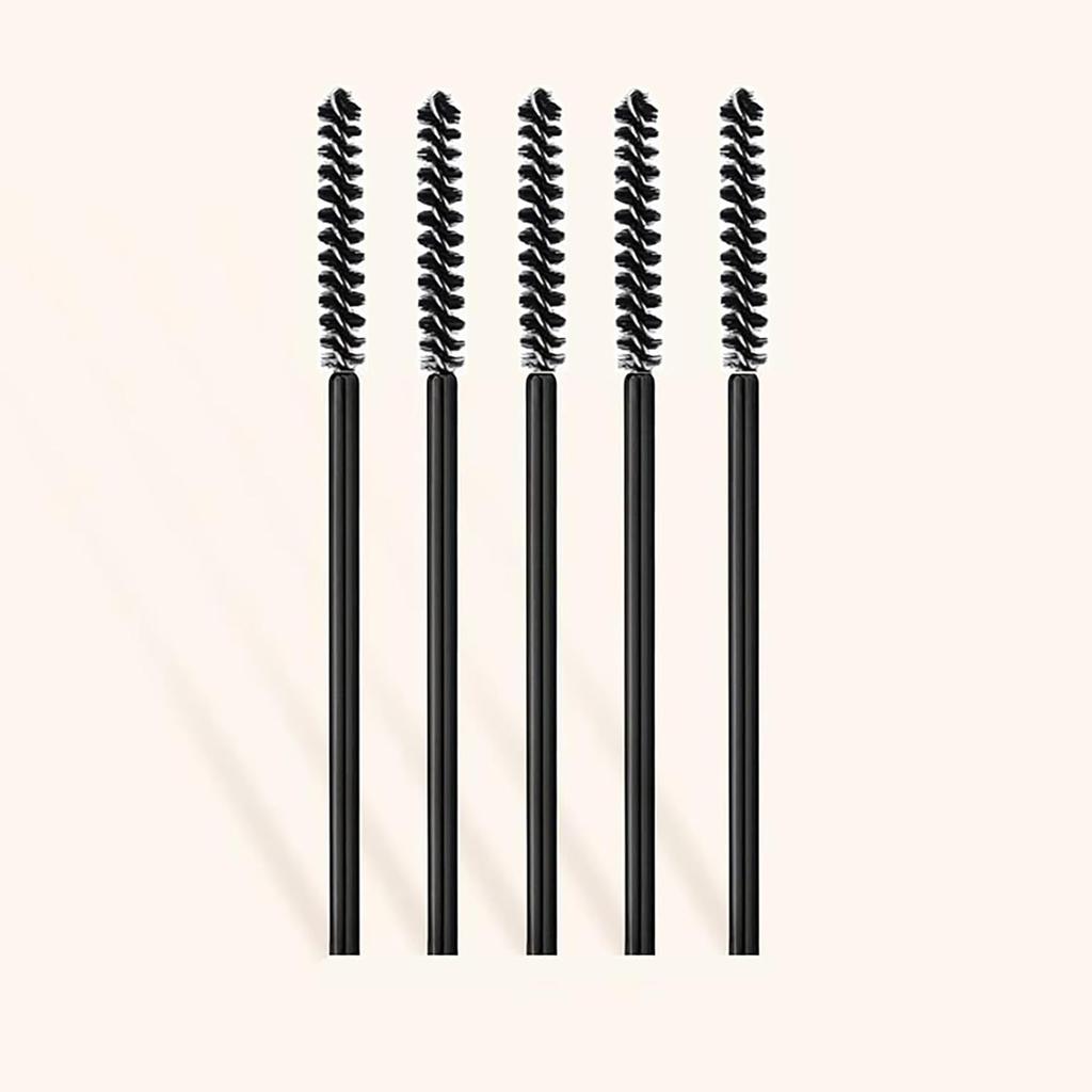 50 Pcs Disposable Eyelash Mascara Mini Brushes for Eye Lashes Extension Eyebrow and Makeup Small brush head and Small handle(Black)