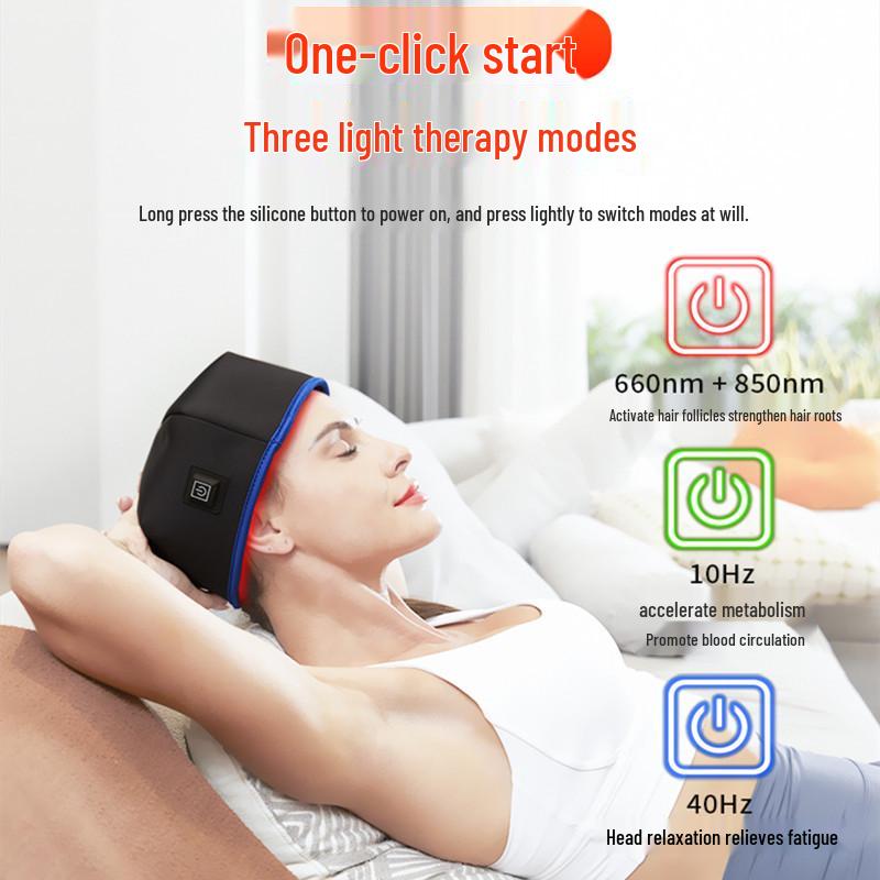 Infrared Red Light Therapy Hat for Hair Growth with Three-Level Pulse Adjustment