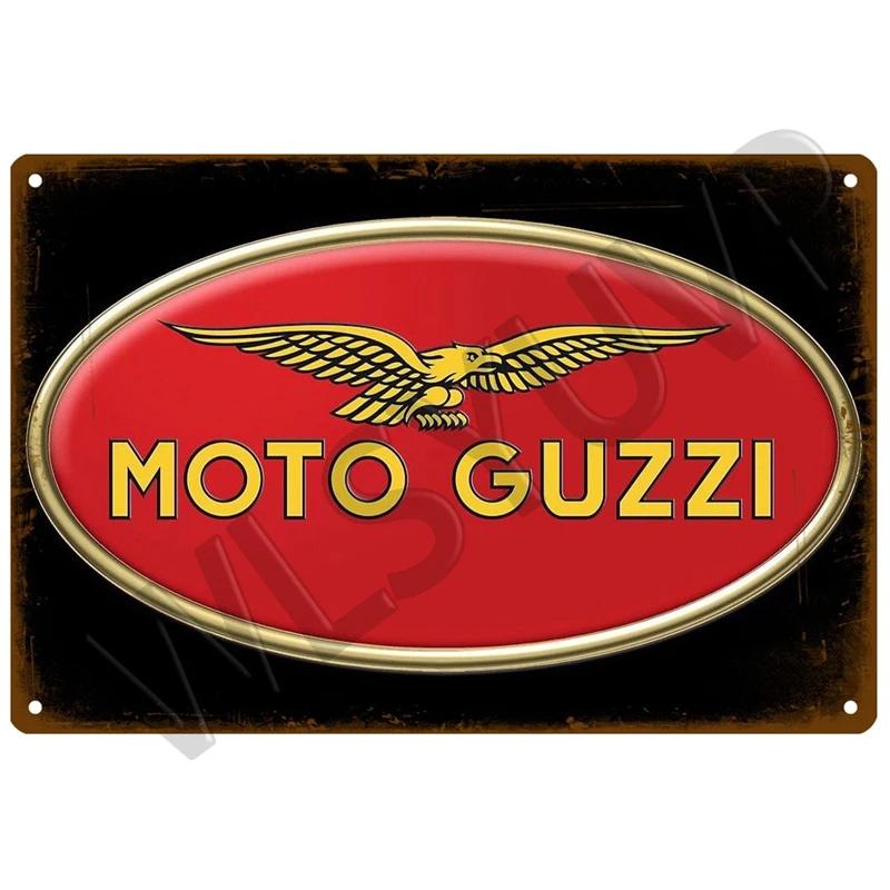 Moto Guzzi Old Man Plaque Metal Vintage Tin Sign Shabby Chic Decor Metal Signs Vintage Bar Decoration Metal Poster Metal Plate