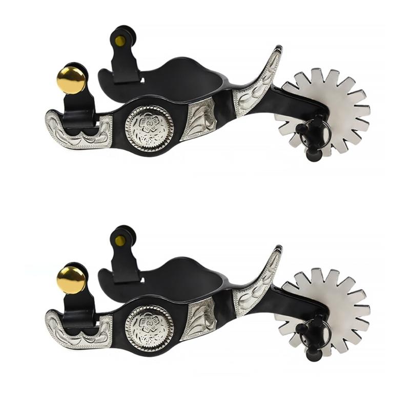 Metal Steels horse Spur Western Cowboy Spur Mens Roping Spur with Gear Boot Decoration Horse Riding Accessories 1