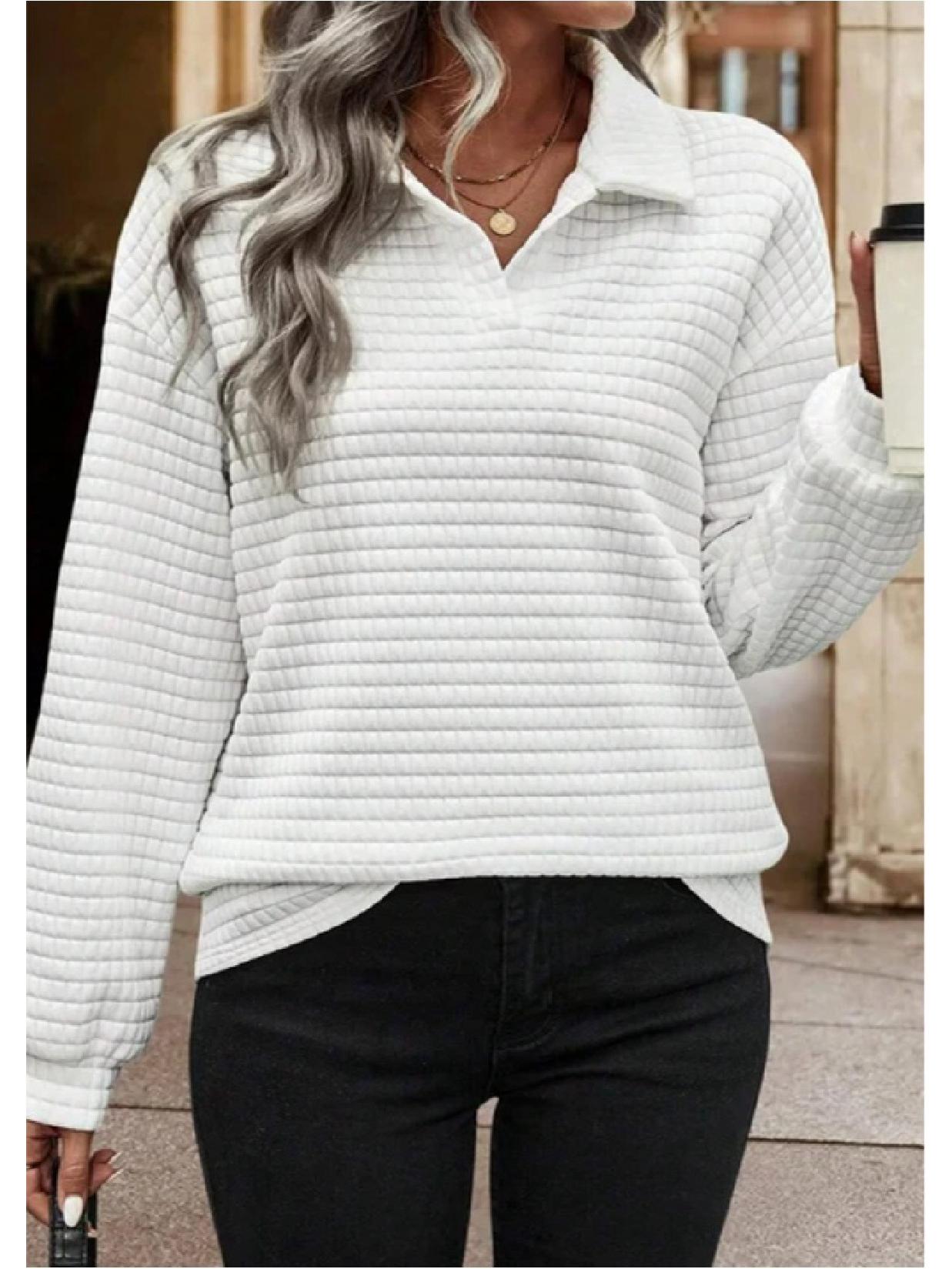 Женский вафельный стеганый худи-свитер на зиму 2025 S белый
