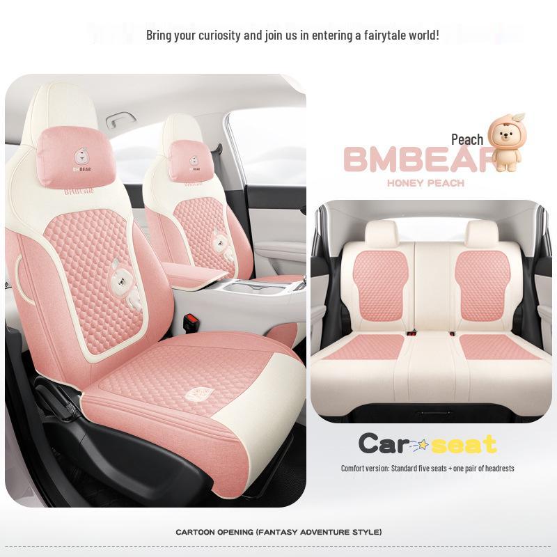 Geely Star Wish Cartoon Linen Seat Covers, Full-Coverage, All-Season Breathable Cushions for UP-Specific Cars