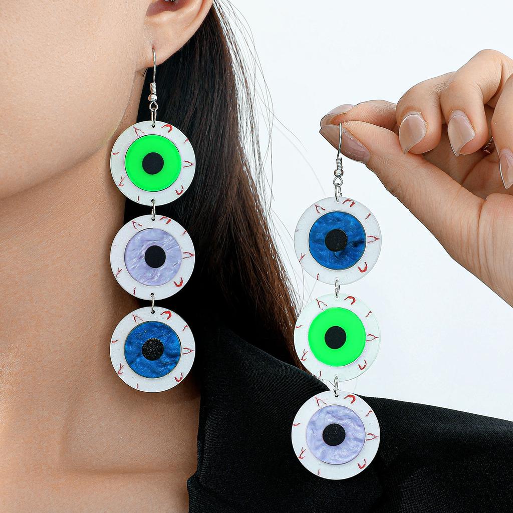 Fully Managed Acrylic Stud Earrings, Personality Funny Eyes Cat Geometric Earrings Earrings