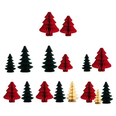 Honeycomb Christmas Tree Decoration 2pcs/3pcs 3D Paper Trees Centerpiece Reusable for Mantel Xmas Tabletop Centerpiece