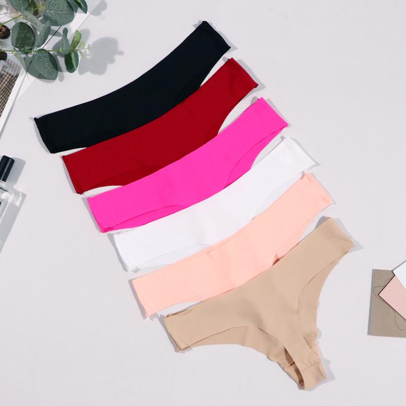 Damen Slips aus Eisseide mit niedriger Taille, Tanga, Unterwäsche, nahtlose Höschen