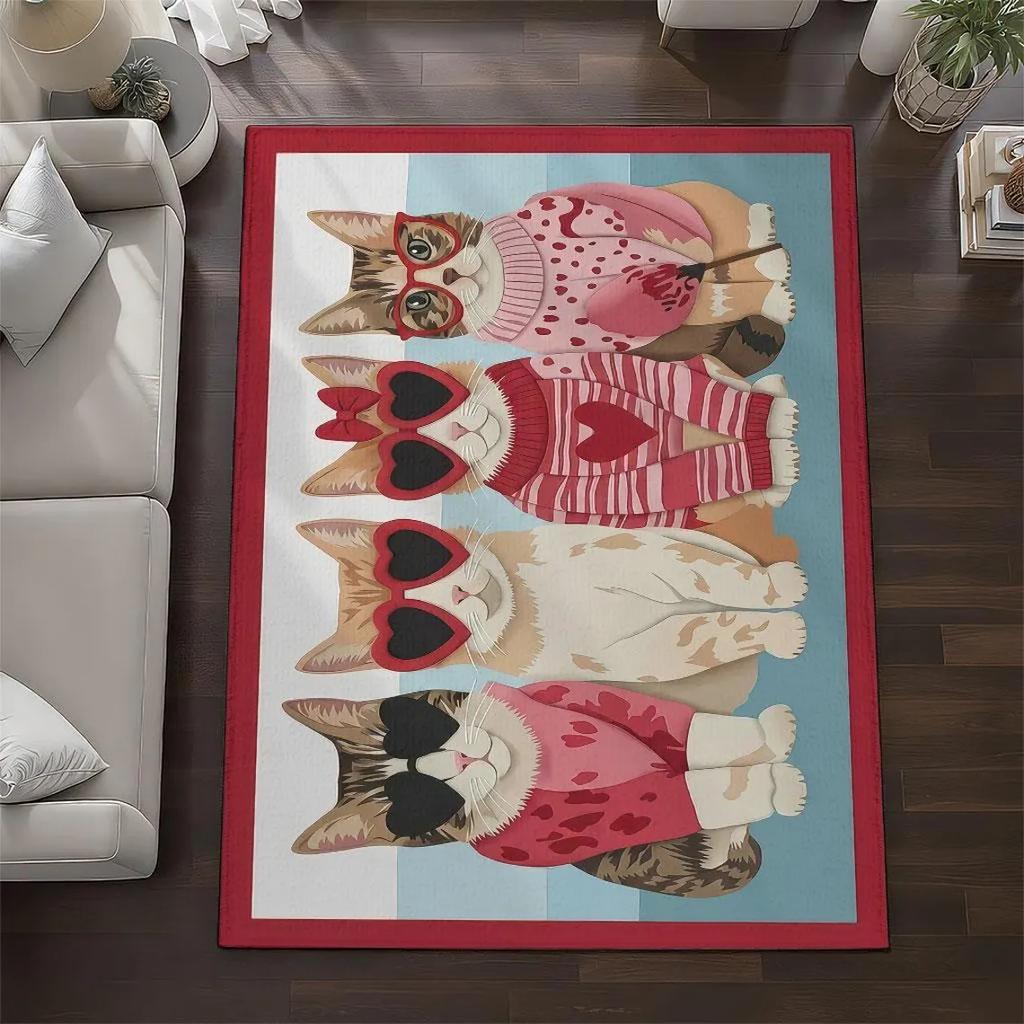 Cartoon Schwarze Katze Aufdruck Teppich Hund Hochlandrind Dekorative Fußmatte Eingang Wohnzimmer Schlafzimmer Festliche Atmosphäre Teppich