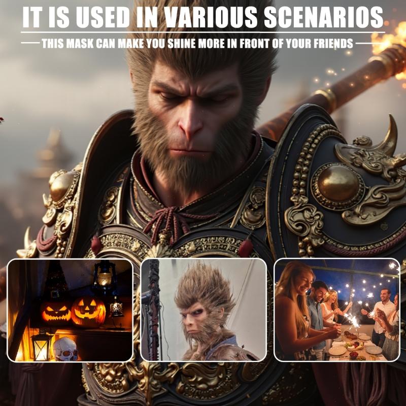Maska WuKong 3D Maska na Halloween Czarny Mit Maska Gokus Nakrycie Głowy Gokus Maska Małpy Maska do Gier do Cosplayu WuKong