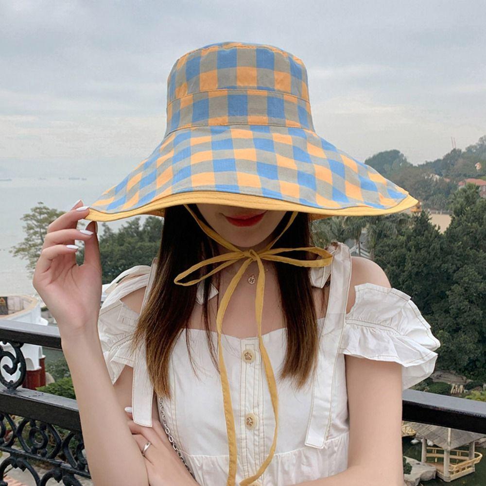Double-sided Fisherman Hat Foldable Beach Bucket Hat Leisure Camping Cap  Vacation