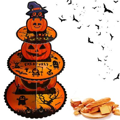 Halloween 3 Layer Creative Cupcake Stand Decoration Desk Dessert Display Plate Cupcake Serving Tray for Club Party Decoration