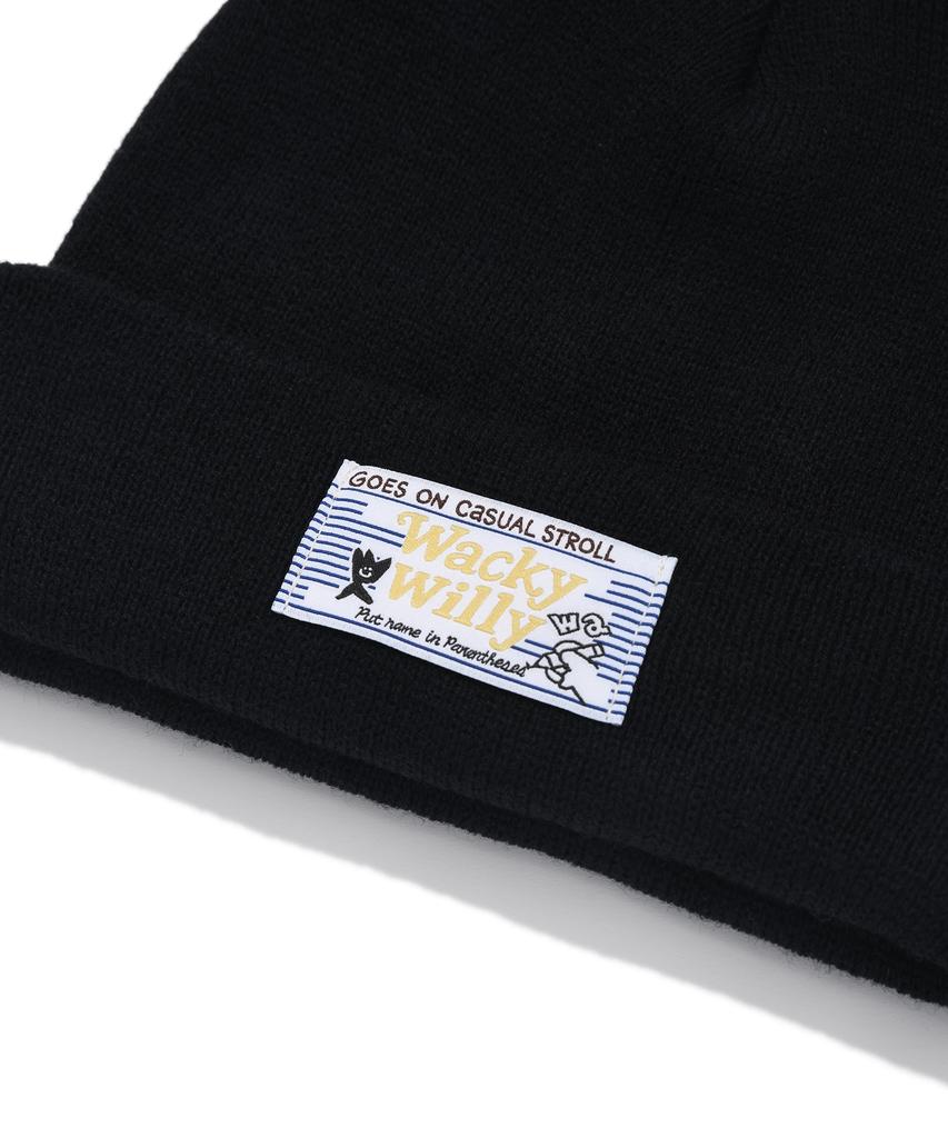 WACKY WILLY Label Beanie Black