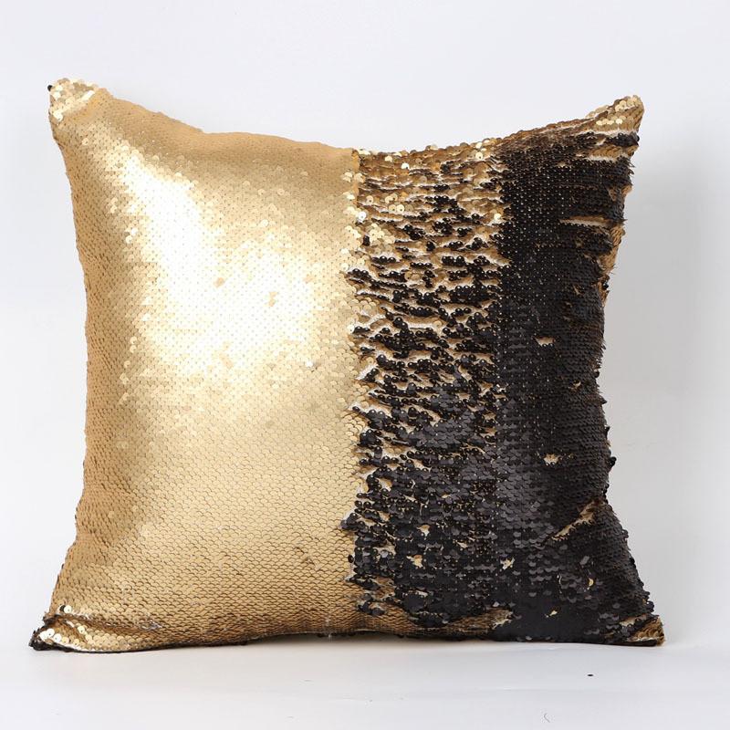 Diy Reversible Sequin Glitter Sofa Cushion Cover Pillow Case Double Color Gift