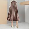 Qooth Women's Autumn Winter Velvet Pleated Skirts Calf Length Elegant A Line Skirt  QT2587