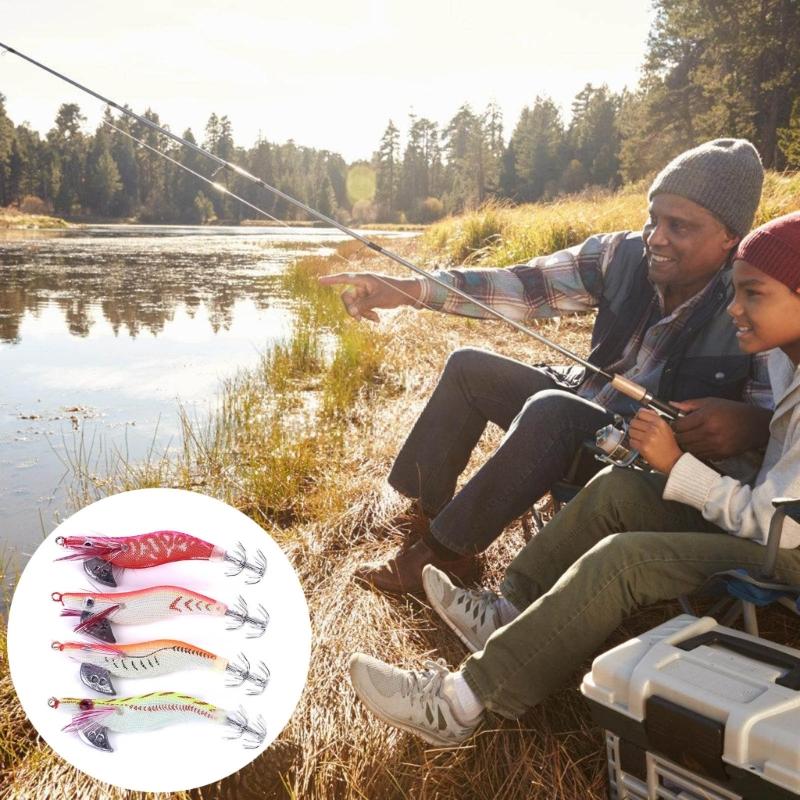 4Pcs Saltwater Hook Glowing Soft Prawns Fishing Lures Shrimp Fishing Tackle for Freshwaters Saltwater Fishing Baits