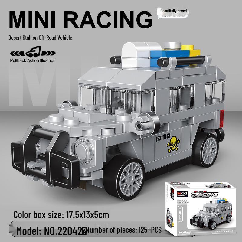 Pull-Back Assembly Toy Set: Campervan, Race Car, Ambulance, Fire Truck