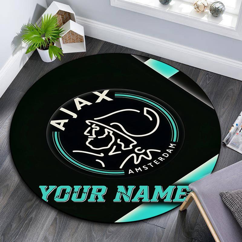 Custom Name,AFC Ajax pattern round rug,Carpet Rug for Living Room Bedroom Playroom ,Non-slip Floor Mat,Holiday Gifts and Birthday Gifts.