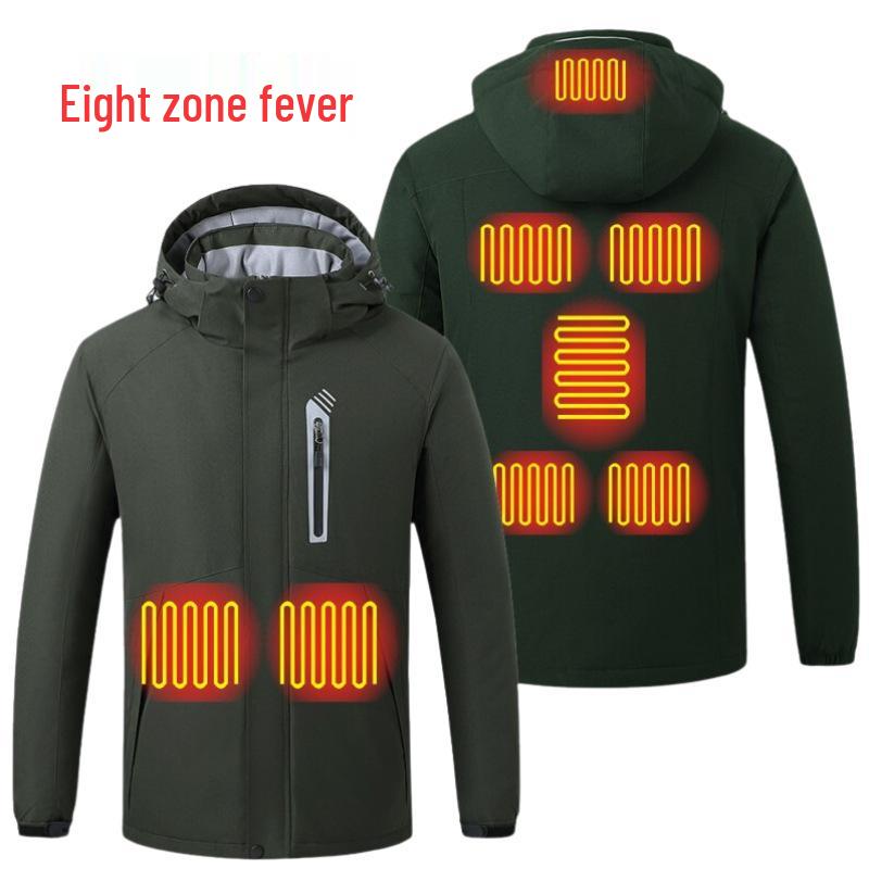 Smart Heated Hooded Ski Jacket - Warm, Thick Cotton for Winter Sports