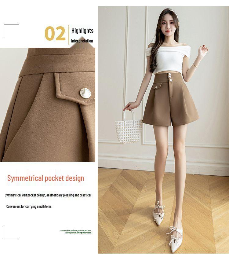 2026 Spring/Summer Women's Slimming Wide-Leg A-Line Suit Shorts and Fashion Outerwear with Versatile OL Boots