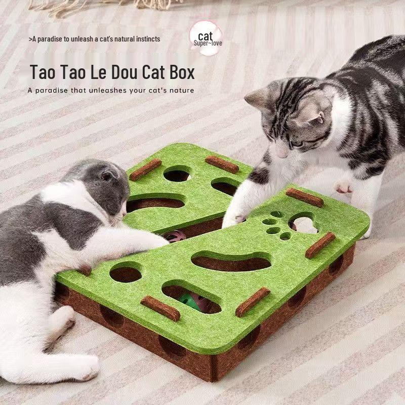 Cat Puzzle Toy - Self-Play Boredom Buster for Kittens with Maze, Digging Holes, and Bell Ball