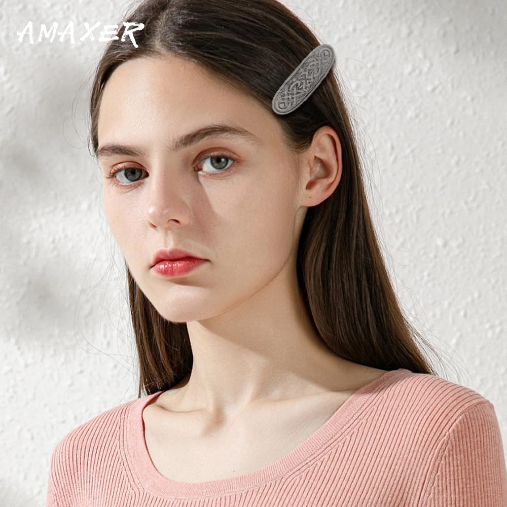 Amaxer Viking Gold Silver Barrettes for Women Girls Celtic Hair Clips for Thick Thin Hair Vintage French Hair Clips Hair Styling Accessories