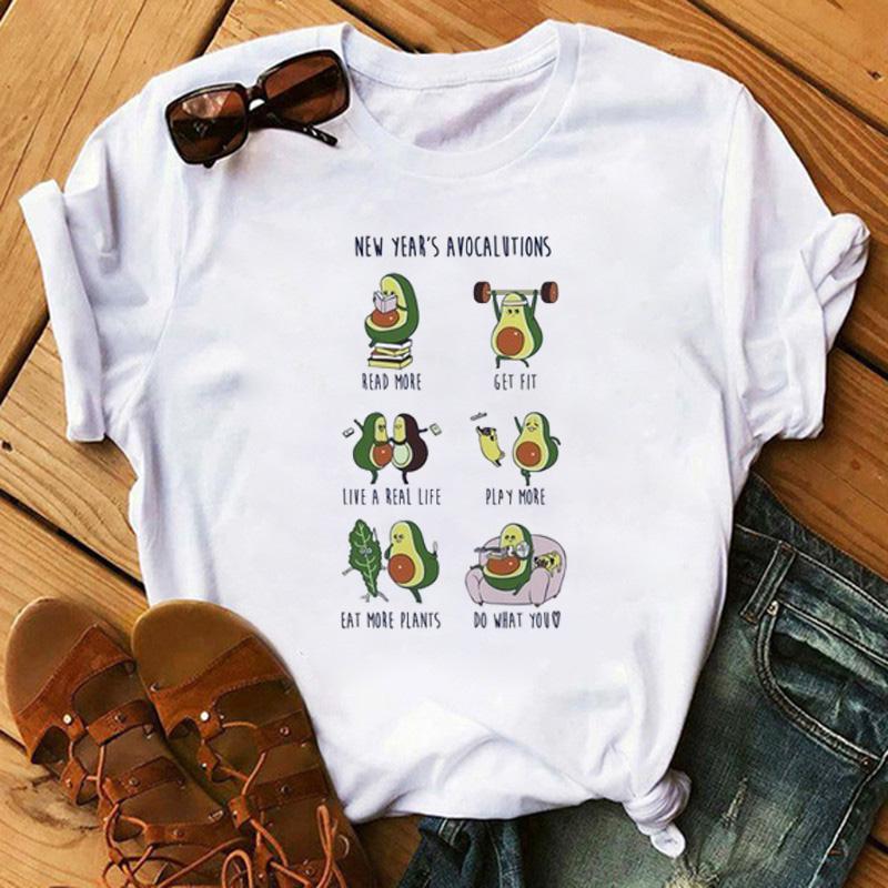 Maglietta Casual Harajuku da Donna Maycaur con Stampa di Avocado Estate Manica Corta T-shirt Casual Girocollo