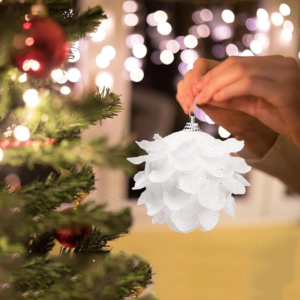 3 Pcs Christmas Glitter Petal Foam Balls Pendant Mini Christmas Hanging Decoration for Christmas Tree Doors Fireplaces
