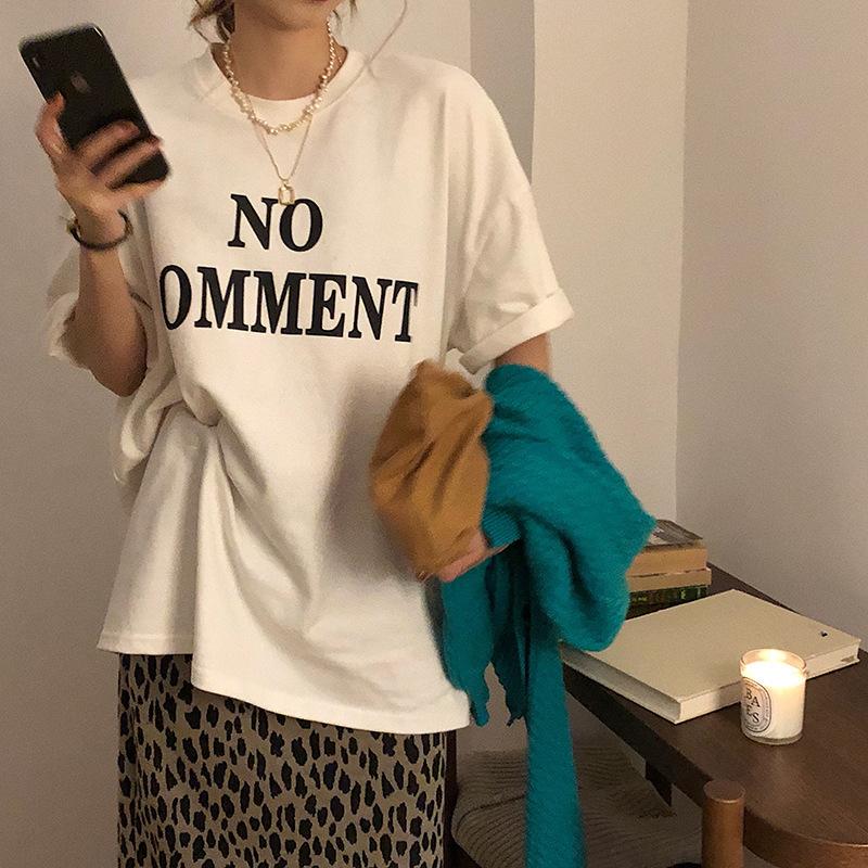 

fashion simple letter print young girl short sleeve t-shirts for women s summer casual loose t shirt harajuku streetwear tee shirt white y2k tops XXL