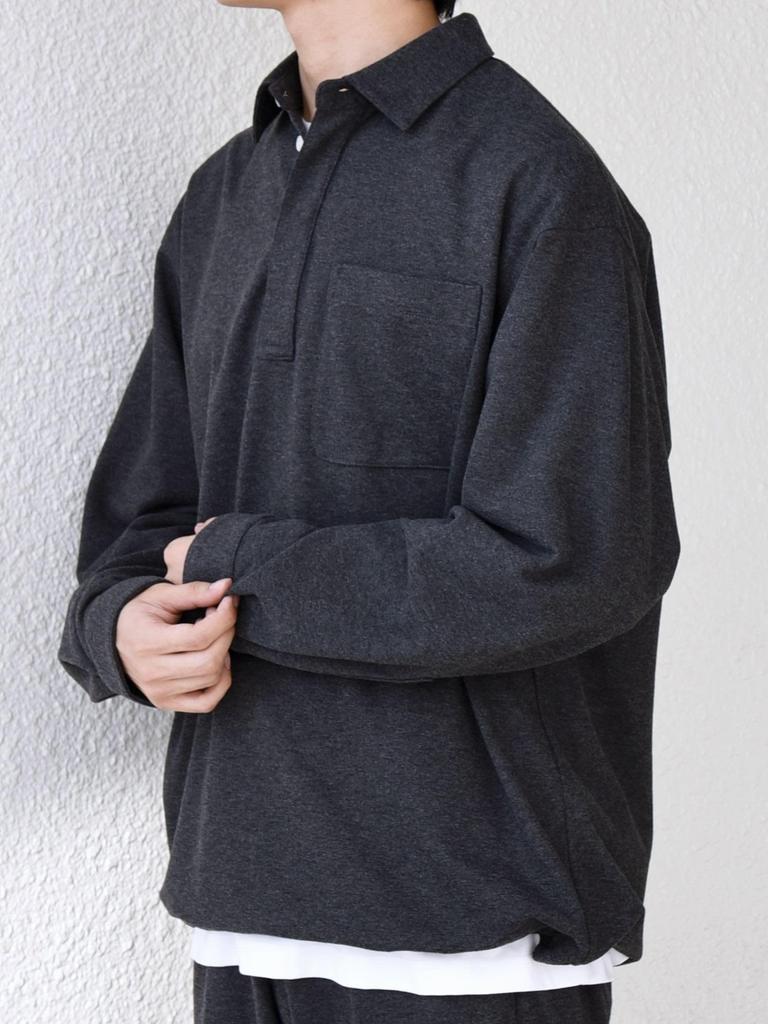 SHIPS any THE CIRCLE STRETCH Skipper Pullover Dark Size M Perfect for Setups 360° Wool-Like Shirt, Men's, Gray, (711170030), Co-op