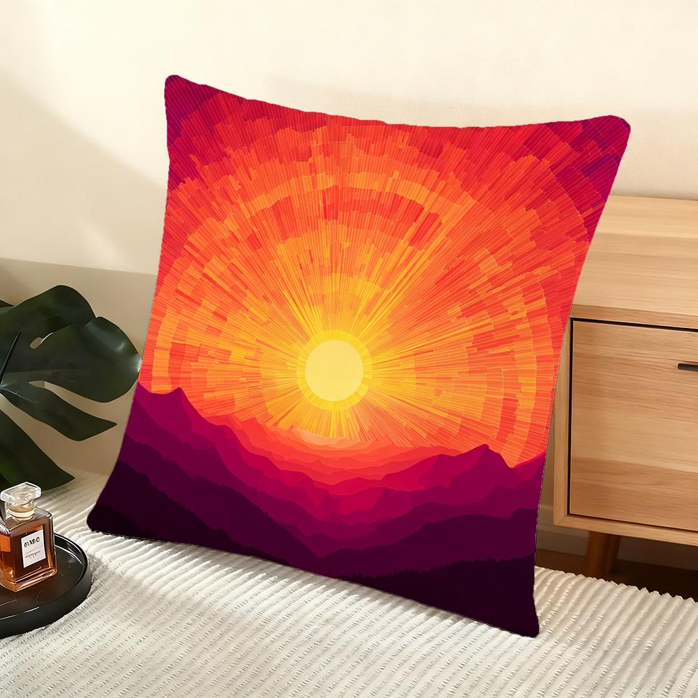 Sunset Gradient pattern Cushion Cover Soft Short Plush Pillow Cover Smooth Cozy Texture Aesthetic Cushion Case Home Decor