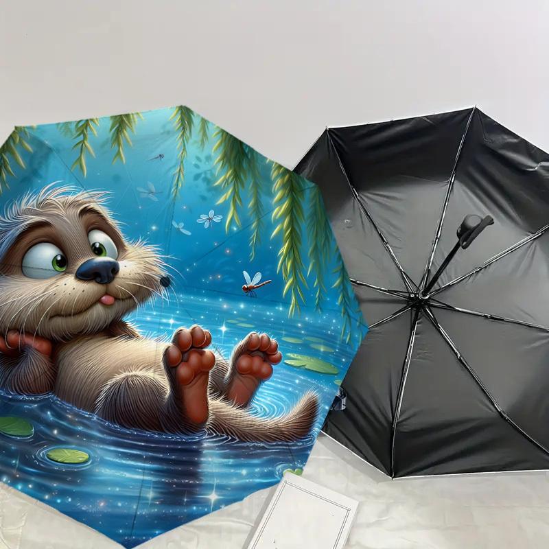 1PC otter waterUmbrella-8-Rib Reinforced, Automatic Open, Lightweight & Durable, Cute Fashion Accessory for Outdoor-P143