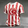 Men's Casual Crew Neck Short Sleeve Pullover T-Shirt Football Print World Cup Fan Apparel Turkey 2026 Supporter Top