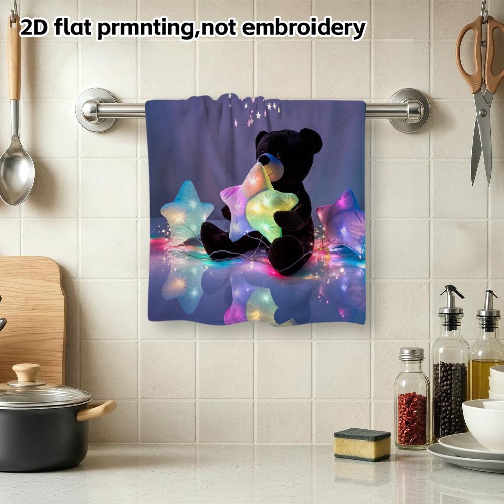 Black Bear Star Light Quick Dry Towel, Dreamy Cloud Decorative Bath Towel