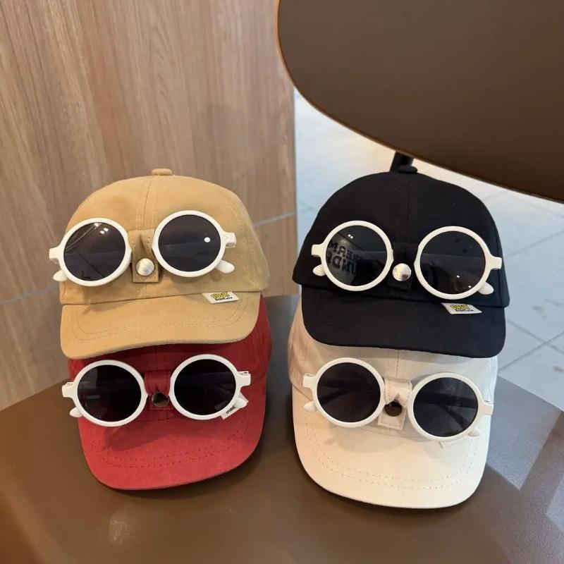 Detachable Glasses Baby Baseball Cap. Korean-style Trendy Design for Boys&Girls,Spring Must-have.Sun-shading Brim,Cute&Versatile