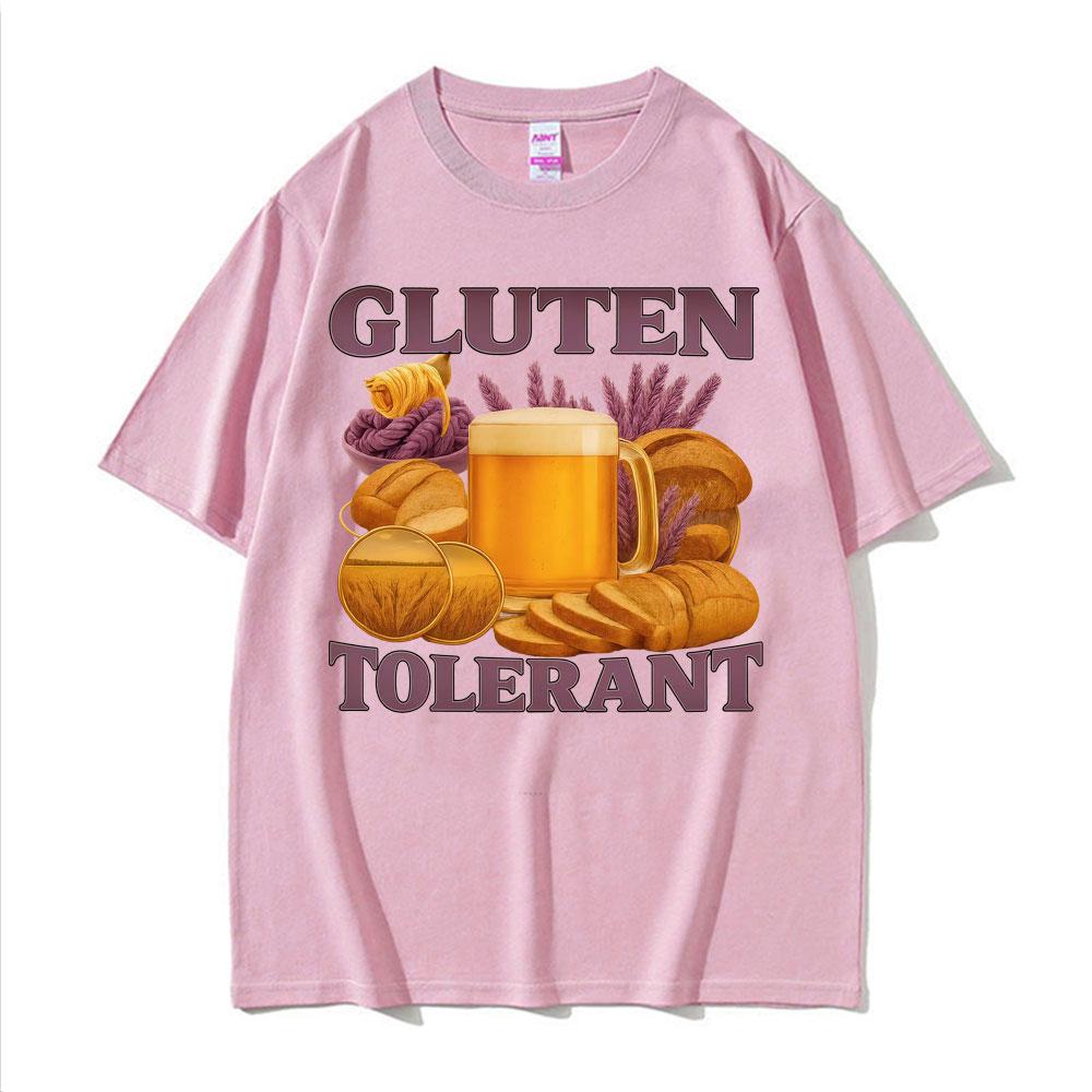Gluten Tolerant Funny T Shirt Gluten Intolerant Lactose Meme Tee Shirt Unisex Women Fashion Vintage Humor Short Sleeve Tshirt Tops