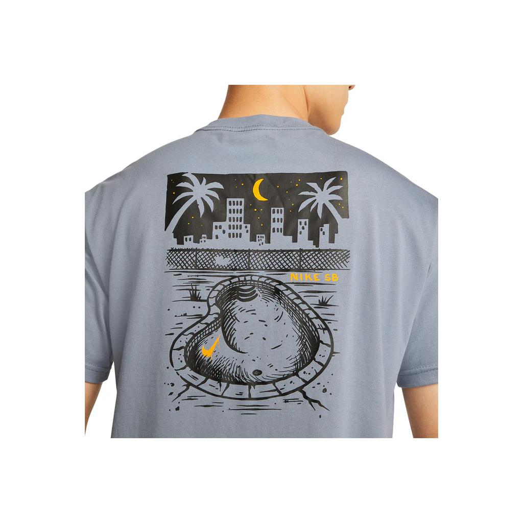 Nike Cartoon Street Scene Pool Print Crew Neck Casual Short Sleeve T-shirt Men Tops Slate-Blue DR1240-493