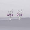 2024 Sparkly Purple Heart Teardrop Earrings with Diamond Studs for Women