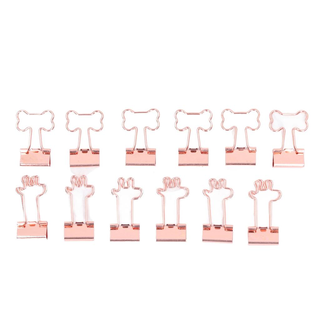 30 Pcs Binder Clips Powerful Clamping Force Deer Bone Shapes Handle Rose Gold Paper Clamp with Storage Box for School Office