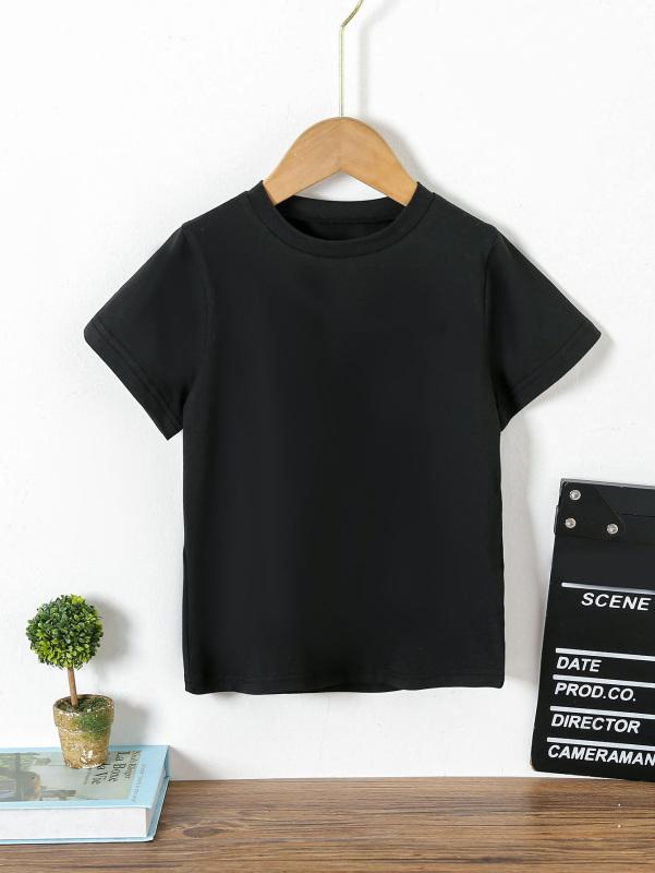 

Single-piece boys casual solid color outdoor crew neck short-sleeved T-shirt for summer 7Y чорний