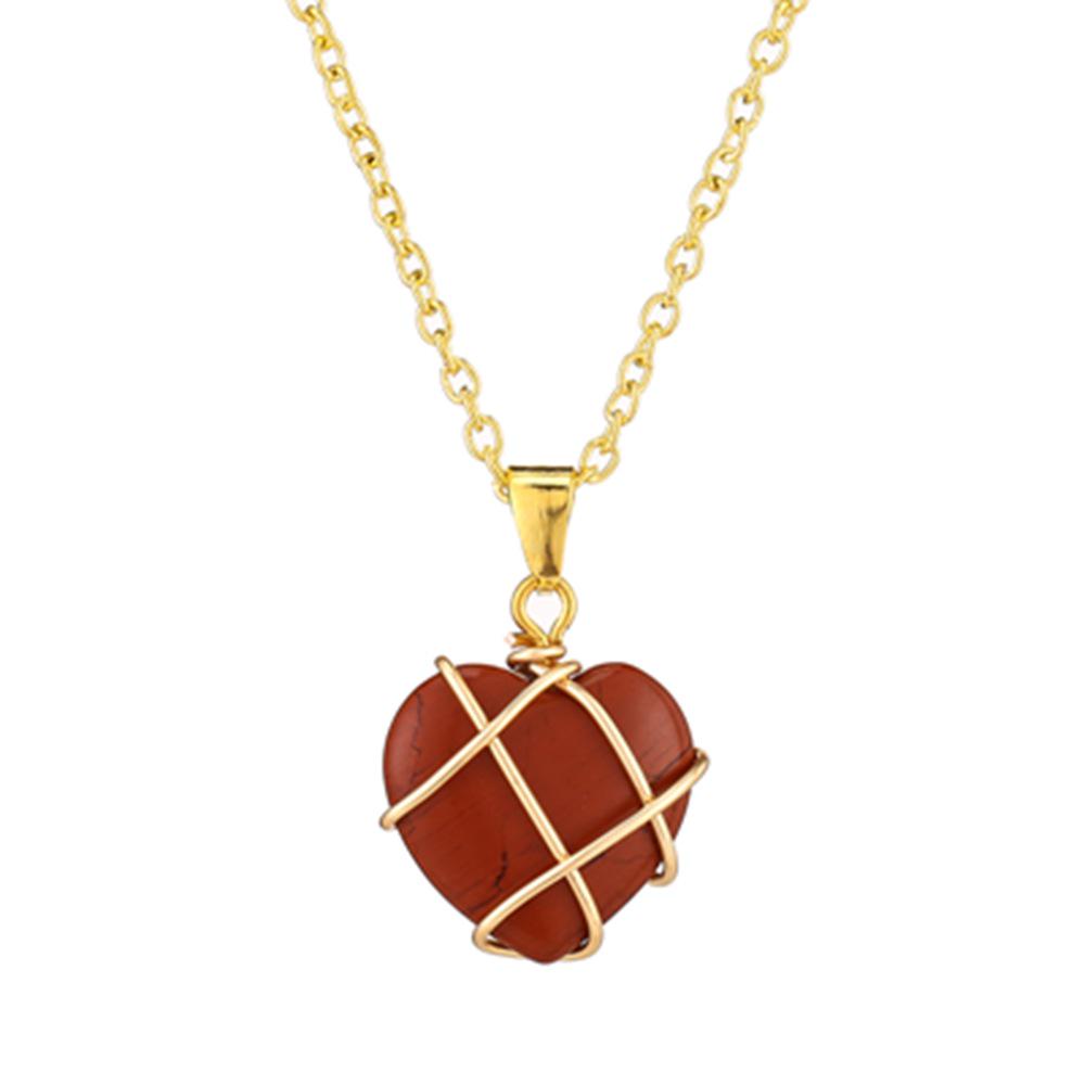 Crystal Heart Necklace with Natural Colored Gemstone Pendant - DIY Wire-Wrapped Heart Shape